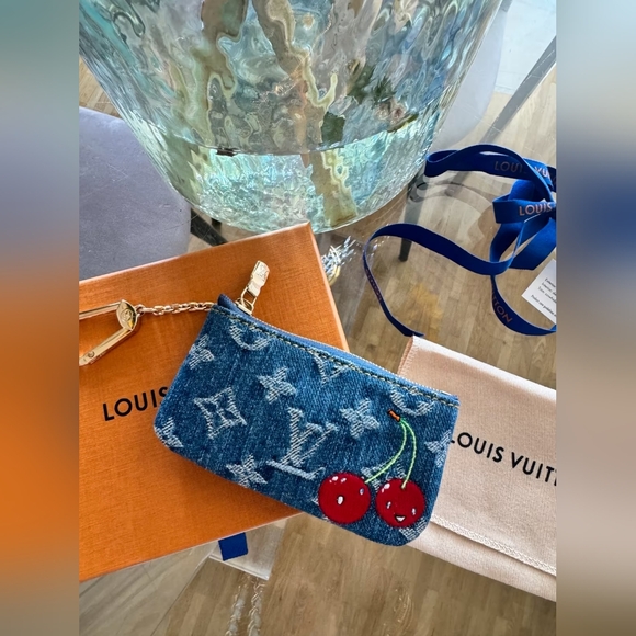 Louis Vuitton Accessories - Louis Vuitton x Murakami Denim Cerise Key Pouch